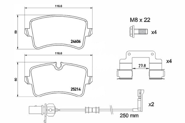 Rear BREMBO P 85 157 Brake Pad Set, disc brake for AUDI