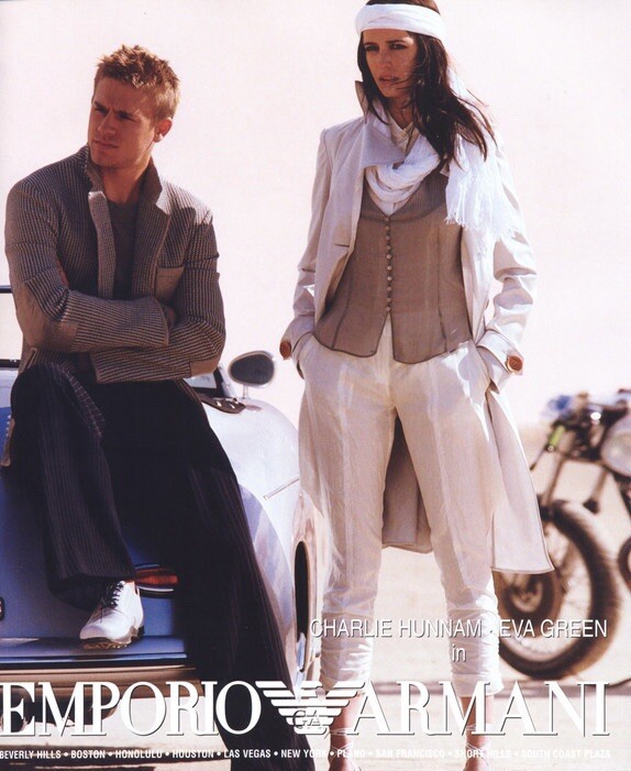 Emporio Armani 2005 Charlie Hunnam Linen Striped Blazer Jacket