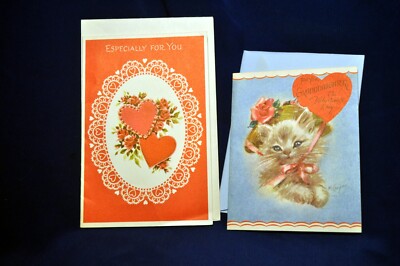 2 VTG 1950'S UNUSED VALENTINES w Envs NORCROSS, RUSTCRAFT Granddaughter Friend