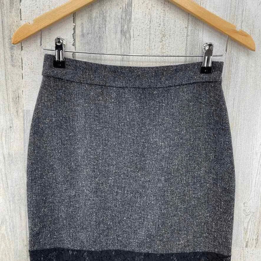 DOWNEAST Pencil Midi Skirt Womens XS Gray Black Lace Hem Side Zip eBay