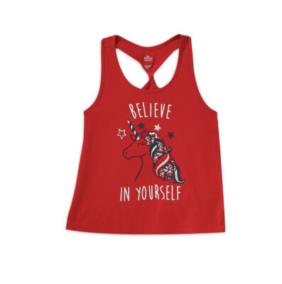 Way To Celebrate Girls Americana Believe Unicorn Twist Back Tank Large 10-12 New