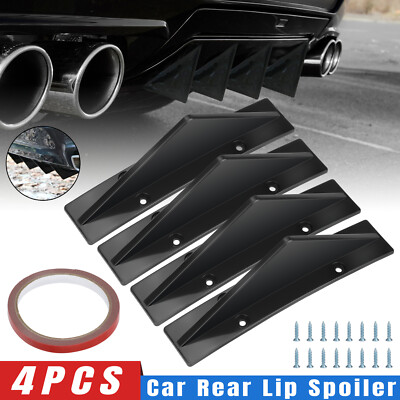 4x Car Rear Bumper Diffuser Shark Fin Curved Spoiler Lip Wing Splitter Universal