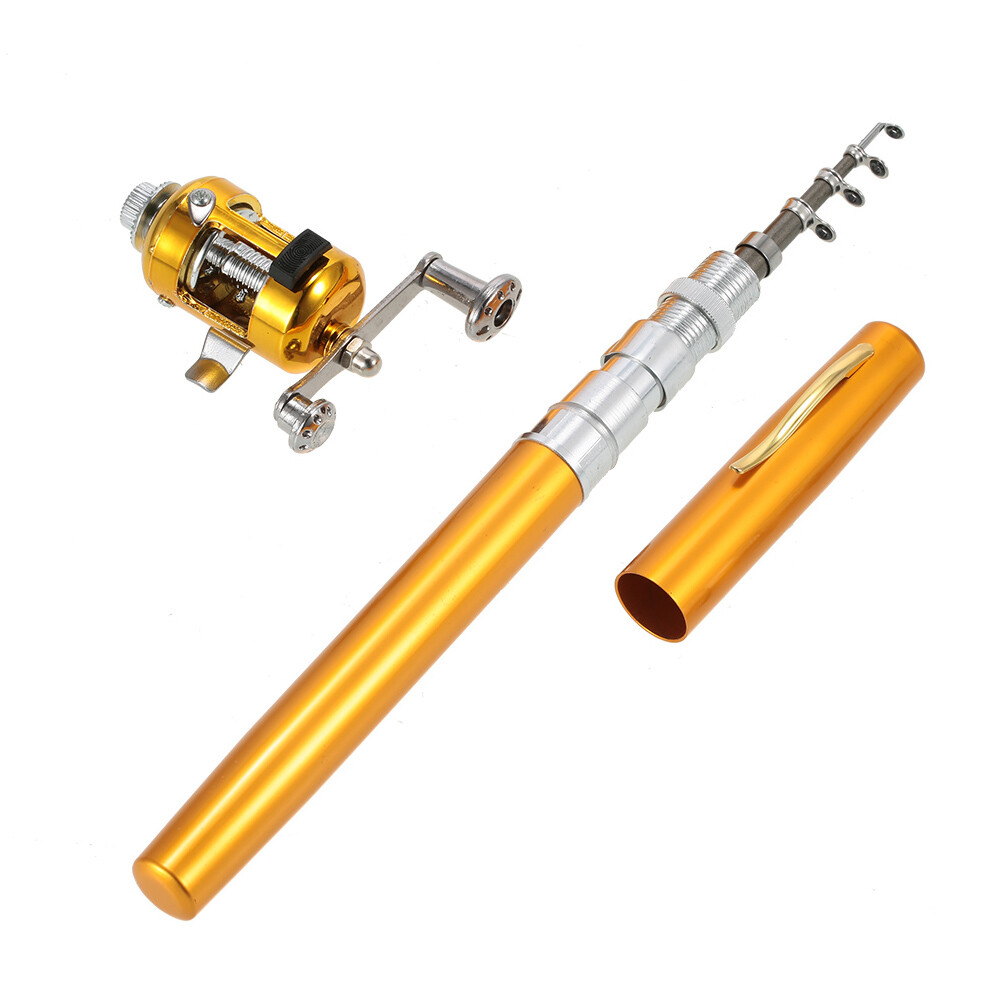 aluminum alloy portable combo mini pocket pen fishing rod Telescopic Reel+Nylon Line set Newup Mini Fishing Rod -