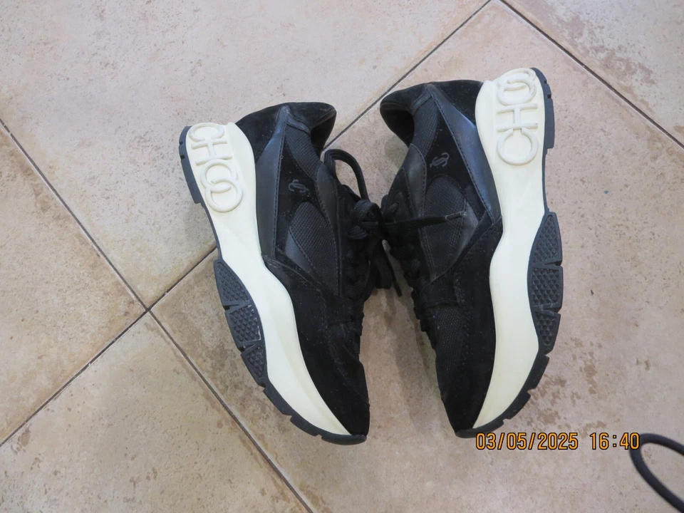 Jimmy Choo Zapatillas Mujer 37 Negro con Tacón Blanco Foto 2 de 4