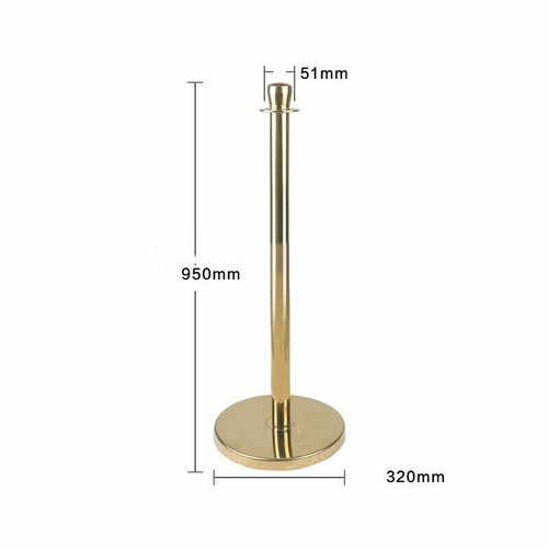 3x Queue Barriers + 2 Ropes Crowd Control Bollards Stanchion (GOLD+BLACK ROPE) - Picture 9 of 10