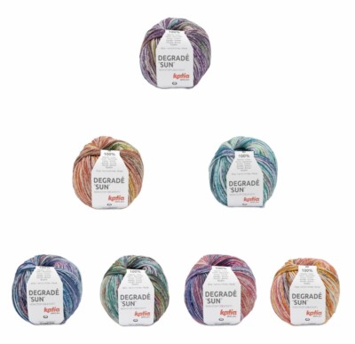 50g Katia Degradé Sun Farbverlaufsgarn Wolle zum Stricken Häkeln GP 119,00  /1kg