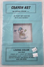 Crayon Art Pattern 2001 "Is That My House  by Ann Dent Snowman 9  x12  