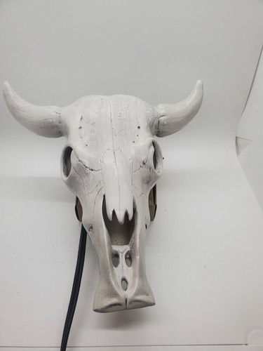 Luce Decorazione Parete Finta Mucca Teschio 11x10 Bianco Smaltato Corno Toro Teschio Luce Rimuove - Foto 2 di 10