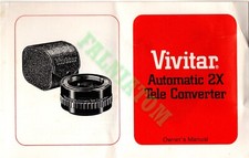 Vintage Vivitar Automatic 2x TeleConverter Owner's Manual