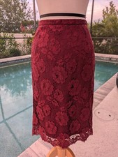Ralph Lauren Lace Floral Lined SKIRT P6 S Red