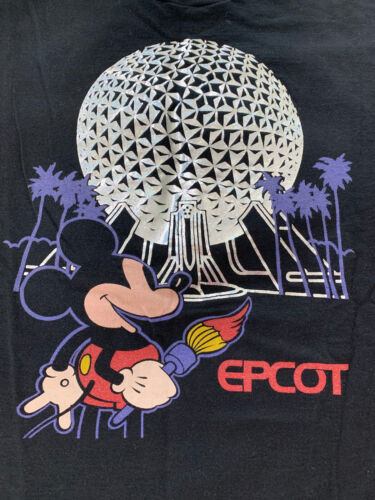 Vintage Mickey Mouse Epcot Disney T Shirt Paint Brush Silver L/XL Made USA