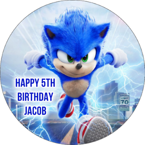 Sonic the Hedgehog Personalised Cake Topper Comestible Gaufre Papier 7.5"