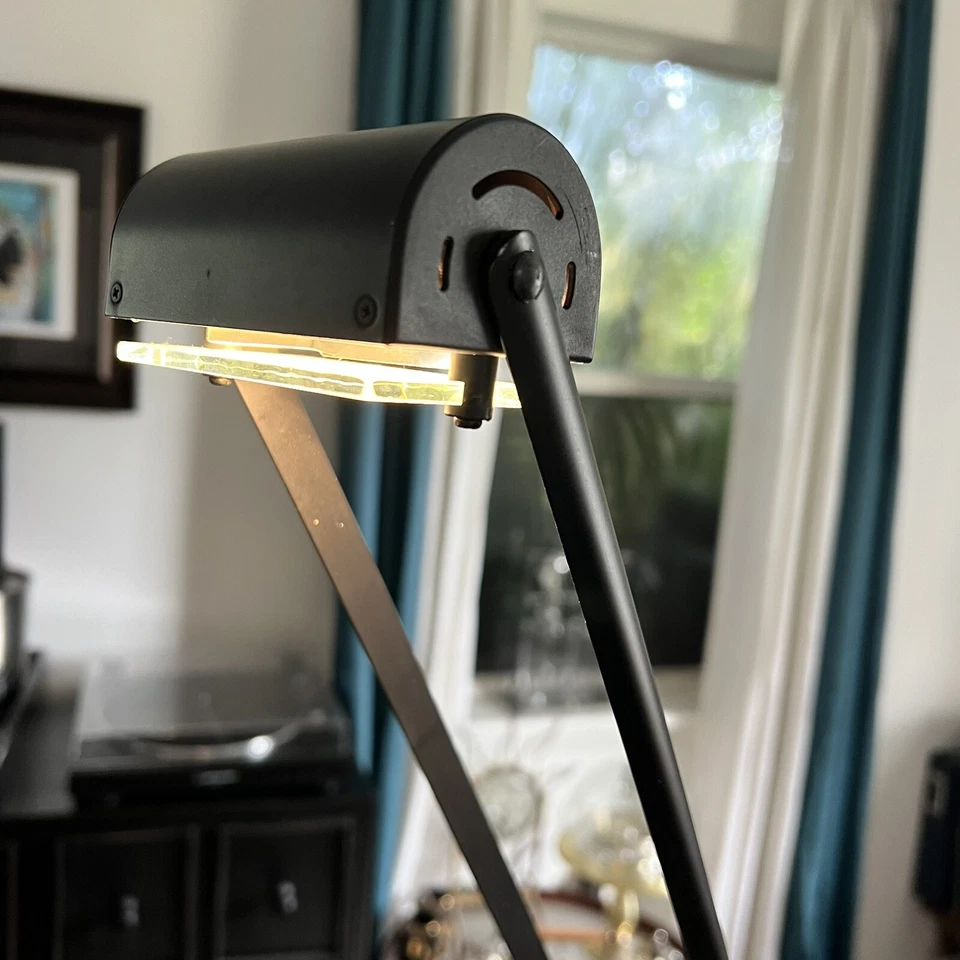 MCM Lite Source Halotech Feather Desk Lamp LED Swing Arm Jet Black Approx 33” - Image 2 of 4