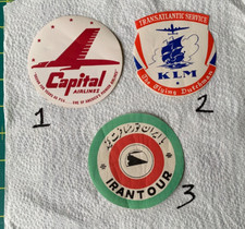 1950's Airline Labels: PanAm, BOAC, KLM, United, PER, Delta, IRAN TOUR originals