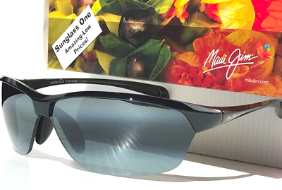 NEW Maui Jim HOT SANDS Gloss Black POLARIZED Neutral Grey Lens