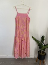 ANTHROPOLOGIE Beatrice Embroidered B Square-Neck Midi Dress Size 6 NWT $637