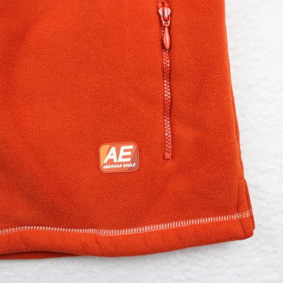 Sudadera con capucha polar con cremallera completa sin mangas American Eagle para mujer, talla mediana naranja Foto 2 de 4