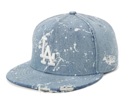 NEW ERA 59 Fifty Cap Los Angels Dodgers Splash Paint Washed Denim Blue 14667314