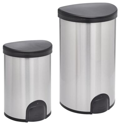 Amazon Basics Automatischer Mülleimer aus Edelstahl D- förmig, 50L und 20L