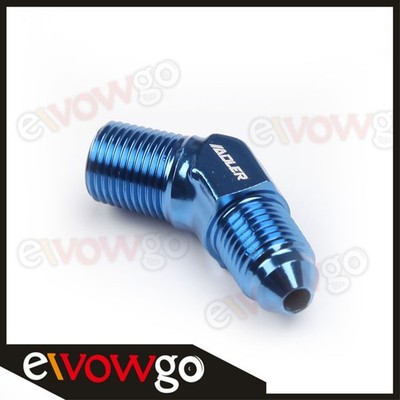 US SHIP Aluminum -3AN AN3 Male To 1/8'' NPT 45 Degree Fuel Fitting Adapter Blue