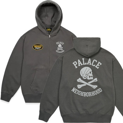 Palace x Neighborhood Skull Zip Hood Charcoal Gr. L Kapuzenpullover Anthrazit