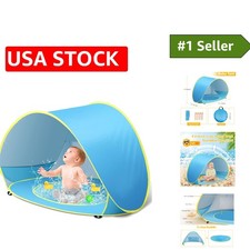 Pop Up Baby Shade Tent with Pool  UV Protection and Sandproof Design