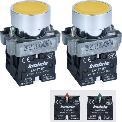 2Pcs 22MM Momentary Push Button Switch 10Amp Yellow 1NO 1NC SPDT Color: Yellow
