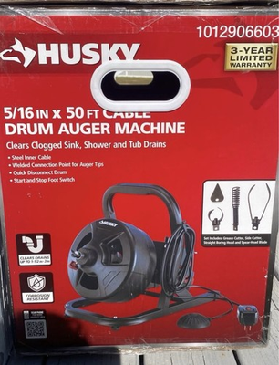 #ad #ad Husky 5 16 in X 50 ft Cable Drum Machine Auger For Drain Cleaning 1012906603 $117.50