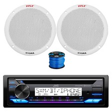JVC Marine BT CD Stereo Receiver, 2x 6.5" 400W Speakers White w/ Wire