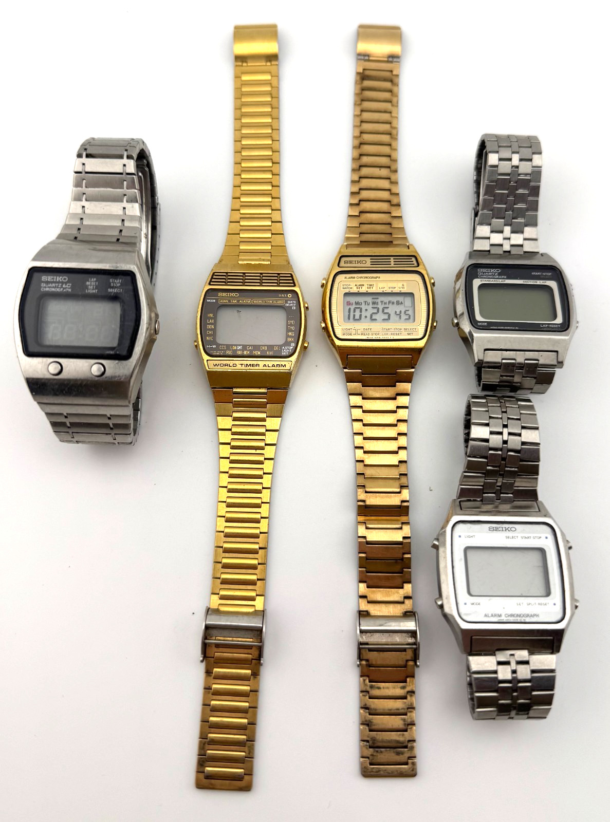 Men's Vintage Seiko Digital Wristwatches Parts Repair AS IS Lot of 5