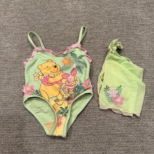 Vintage Disney Bathing Suit Baby Girl 12M Winnie Pooh Piglet Ruffle Sarong Set