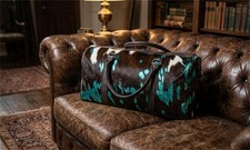 Metallic Cowhide Duffel Bag Large Cow Leather Travel Weekender Gym Duffle Bag