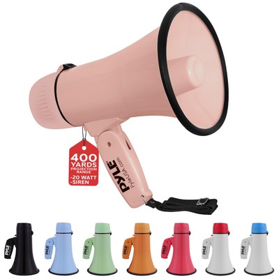 20 Watt Pink Megaphone with Siren Music Recording Bluetooth Ergonomic Design