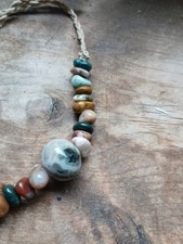 Bracelet Hemp Made In Usa Unisex Travel Hippie Boho Ocean Jasper L304