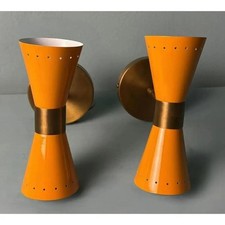 Mid Century Pair of Italian Diabolo Brass Wall Sconce Modern Handmade Wall Lamp