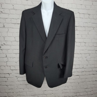 VTG Botany 500 Tailored By Daroff Black 2 Button Notch Blazer Sport Coat USA 46R