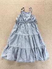 GAP Kids Shoulder Straps Tiered Sundress Light Blue Denim Size L