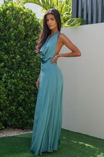 TFNC London Eska Women’s Teal Plunge Backless Maxi Dress Size 10