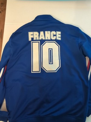 Vintage Adidas Originals France #10 Football Blue Jacket Mens