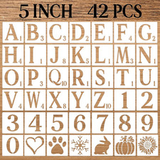 5 Inch Letter Stencils Numbers Craft Stencils, 42 Pcs Reusable Plastic Alphabet