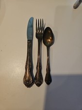 Vintage M. Rogers  Son Formal Silverware Childs Fork , Spoon And Knife Set