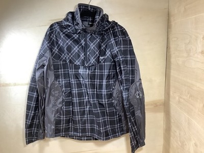 AGU Men's Kangourak Anorak Windbreaker Black Checks Size L Rain Jacket 1/4 Zip