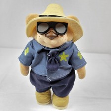 Vintage Furskins 1986 Sheriff Jedgar 5” Flocked Hard Body Poseable Bear in VGC!