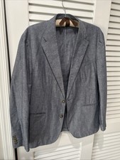 J Crew Ludlow Blazer Jacket Men 36R Slim Heather Blue Somelos Linen Unstructured