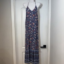 Old Navy Maxi Slip Dress Sz M Sleeveless Floral Artsy Boho Cottagecore Strappy