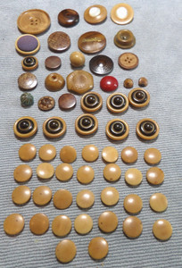 60 Vintage Antique VI Vegetable Ivory Buttons Various Colors Patterns Sizes