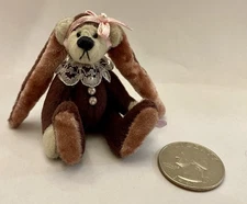 Miniature Bear Dressed As A Bunny By Deb Canham Fully Jointed 2 3/4”