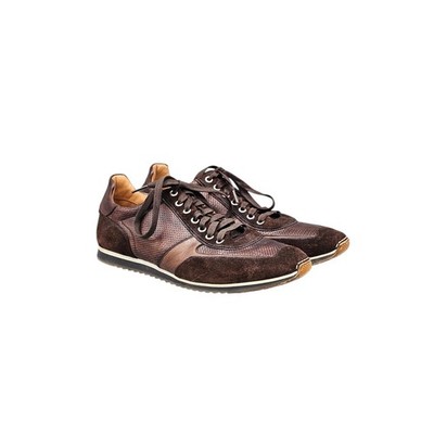 Magnanni Men's Size 12 M Serrano Brown Suede Perforated Leather Luxury Sneakers
