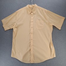 LL Bean Shirt Mens Large Yellow Button Down Short Sleeve Trim Fit Pocket Classic