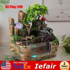 Desktop Fountain Landscape Rockery Mountain Waterfall Fish Pond Feng Shui Decor